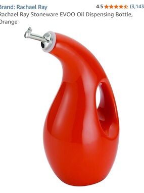 Rachael Ray Orange Stoneware EVOO Bottle NWT